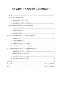 城市化過程中人力資源開發(fā)的社會保障制度研究