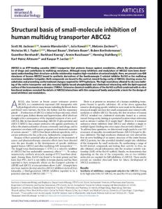 nsmb.2018-Structural basis of small-molecule inhibition of human multidrug transporter ABCG2