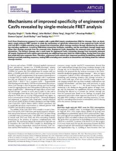 nsmb.2018-Mechanisms of improved specificity of engineered Cas9s revealed by single-molecule FRET analysis