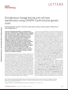 nbt.4124-Simultaneous lineage tracing and cell-type identification using CRISPR–Cas9-induced genetic scars