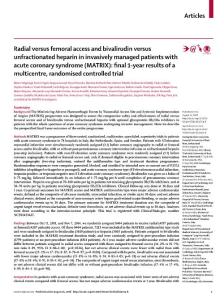 Radial-versus-femoral-access-and-bivalirudin-versus-unfractionated-_2018_The