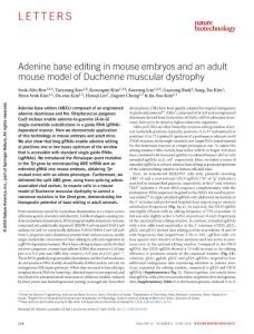 nbt.4148-Adenine base editing in mouse embryos and an adult mouse model of Duchenne muscular dystrophy