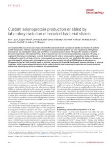 nbt.4154-Custom selenoprotein production enabled by laboratory evolution of recoded bacterial strains