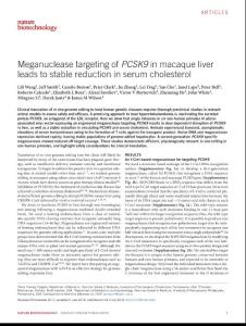 nbt.4182-Meganuclease targeting of PCSK9 in macaque liver leads to stable reduction in serum cholesterol