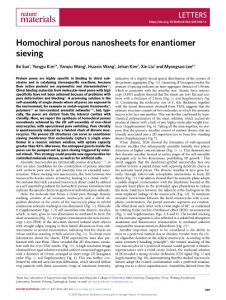 nmat.2018-Homochiral porous nanosheets for enantiomer sieving