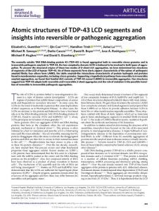 nsmb.2018-Atomic structures of TDP-43 LCD segments and insights into reversible or pathogenic aggregation