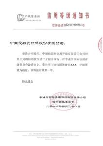 中国投融资担保有限公司2018年主体信用评级报告