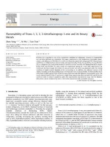 Flammability of Trans-1, 3, 3, 3-tetrafluoroprop-1-ene and its binary blends