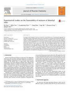 Experimental studies on the flammability of mixtures of dimethyl ether