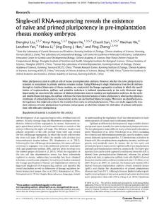 Genome Res.-2018-Liu-Single-cell RNA-sequencing reveals the existence of naive and primed pluripotency in pre-implantation rhesus monkey embryos