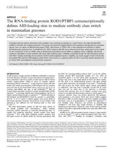 cr.2018-The RNA-binding protein ROD1-PTBP3 cotranscriptionally defines AID-loading sites to mediate antibody class switch in mammalian genomes