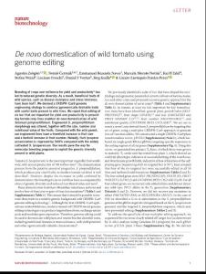 nbt.4272-De novo domestication of wild tomato using genome editing