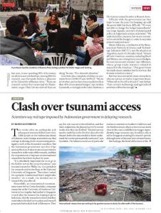 nature.2018- T﻿sunami scientists clash with Indonesian government over rules on foreign research