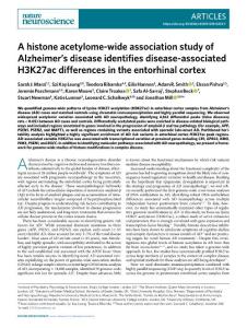 nn.2018-A histone acetylome-wide association study of Alzheimer’s disease identifies disease-associated H3K27ac differences in the entorhinal cortex