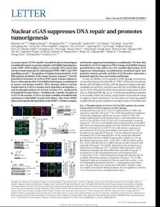nature.2018-Nuclear cGAS suppresses DNA repair and promotes tumorigenesis