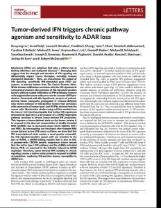 nm.2018-Tumor-derived IFN triggers chronic pathway agonism and sensitivity to ADAR loss