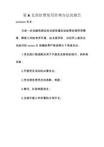 党支部经费使用计划