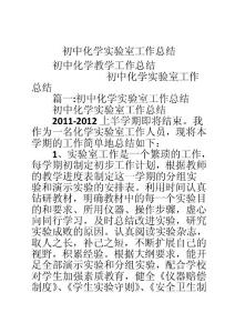 初中化学实验室工作总结