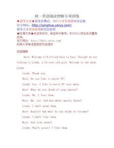 初一英语阅读理解专项训练