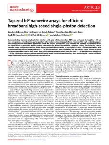 nnano.2019-Tapered InP nanowire arrays for efficient broadband high-speed single-photon detection