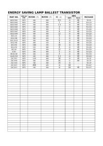 鎮(zhèn)流器專用三極管參數(shù)查詢