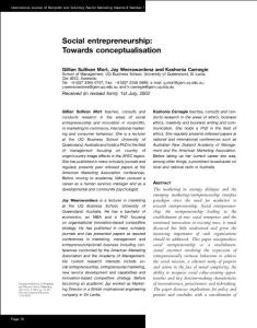 2003Social entrepreneurship Towards conceptualisation