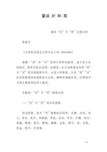 量词 对 和 双