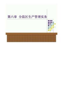 第六章 分監(jiān)區(qū)生產(chǎn)管理實務