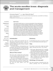 The acute swollen knee diagnosis and management（急性膝关节肿胀的诊断与处理）