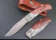 銅頭雕花-大馬士革鋼珍藏小刀（大號）