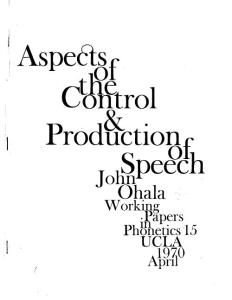 WPP, No. 15 Aspects of the Control and Production of Speech（WPP，语音控制和产生的第15个方面）