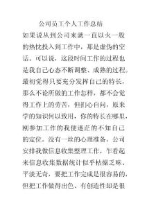 公司员工个人工作总结1