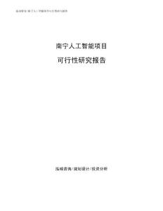 南宁人工智能项目可行性研究报告通用模板