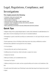 CISSP 10 Domain - Legal, Regulations, Compliance, and Investigations