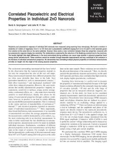 Correlated Piezoelectric and Electrical Properties in Individual ZnO Nanorods