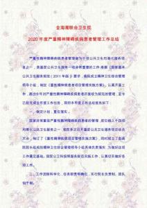 2020年度严重性精神障碍患者管理年终工作总结