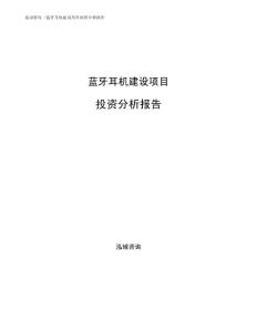 蓝牙耳机建设项目投资分析报告模板