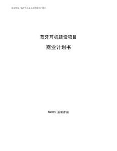 蓝牙耳机建设项目商业计划书