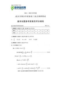 2011-2012年武汉高三九月调考数学试题答案
