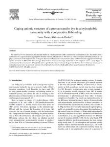 Caging anionic structure of a proton transfer dye in a hydrophobic nanocavity with a cooperative H-bonding