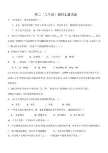 初二（八年级）物理上册试题大全