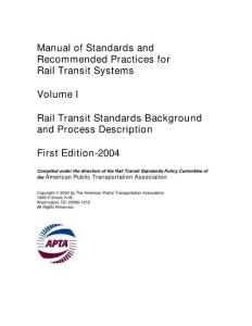 Volume 1 - Rail transit Standards Background and Process Description