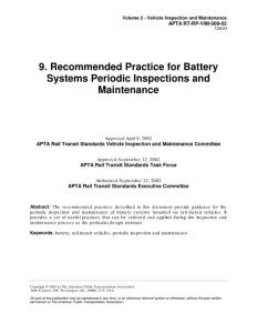 Volume 2.9 RT-RP-VIM-009-02 Recommended Practice for Battery Systems Periodic Inspection and Maintenance