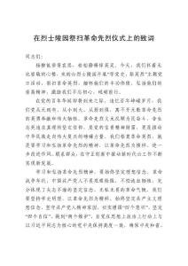 在烈士陵园祭扫革命先烈仪式上的致词