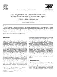 Grain and grain boundary zone contributions to strain accumulation during creep of polycrystalline copper
