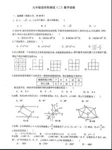 九年級(jí)適應(yīng)性測(cè)試（二）數(shù)學(xué)試卷及參考答案