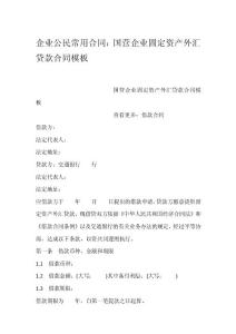 企業公民常用合同：國營企業固定資產外匯貸款合同模板