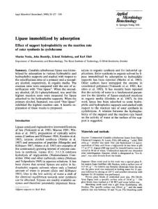 Lipase immobilized by adsorption