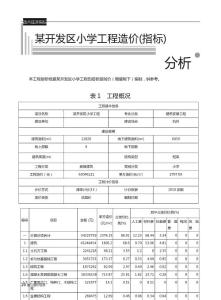 某2萬平方小學(xué)工程造價指標(biāo)