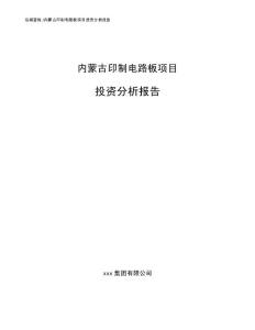 內蒙古印制電路板項目投資分析報告（范文）